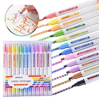 12pcs Dual Tips Changing Highlighters