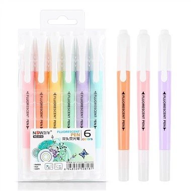 6pcs Set Double Head Fluorescent Highlighter Pen