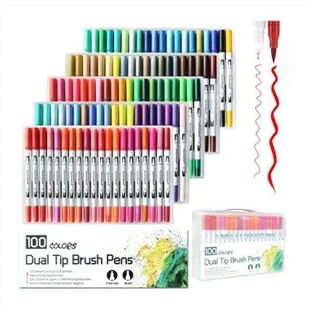 Dual Tip Watercolor Brush Marker Pen Set