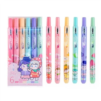 6pcs Retractable Fruit Scented Highlight